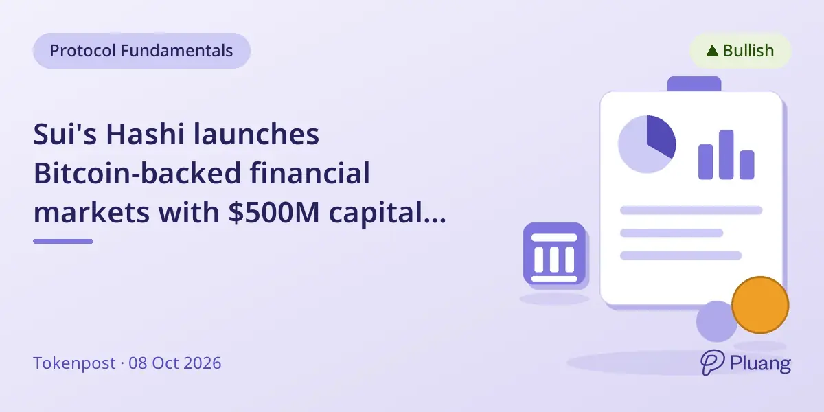 Sui's Hashi launches Bitcoin-backed financial markets with $500M capital commitments