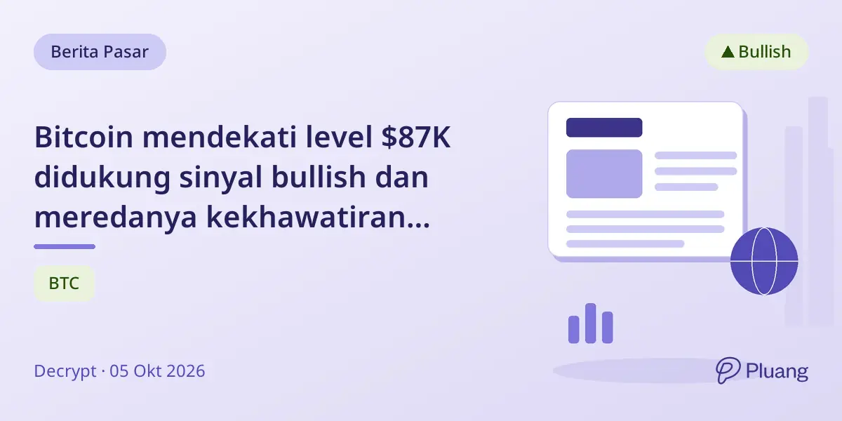 Bitcoin mendekati level $87K didukung sinyal bullish dan meredanya kekhawatiran kenaikan suku bunga.
