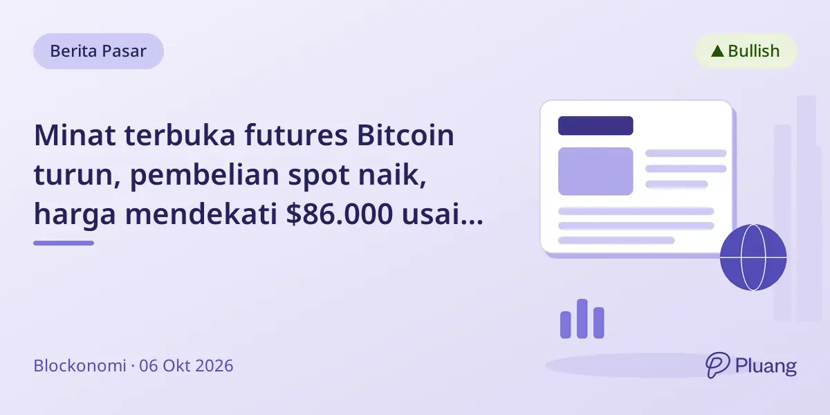 Minat terbuka futures Bitcoin turun, pembelian spot naik, harga mendekati $86.000 usai reli terbaru.
