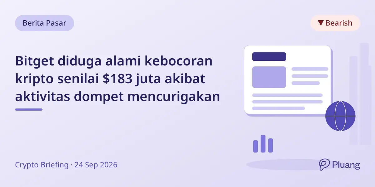 Bitget diduga alami kebocoran kripto senilai $183 juta akibat aktivitas dompet mencurigakan