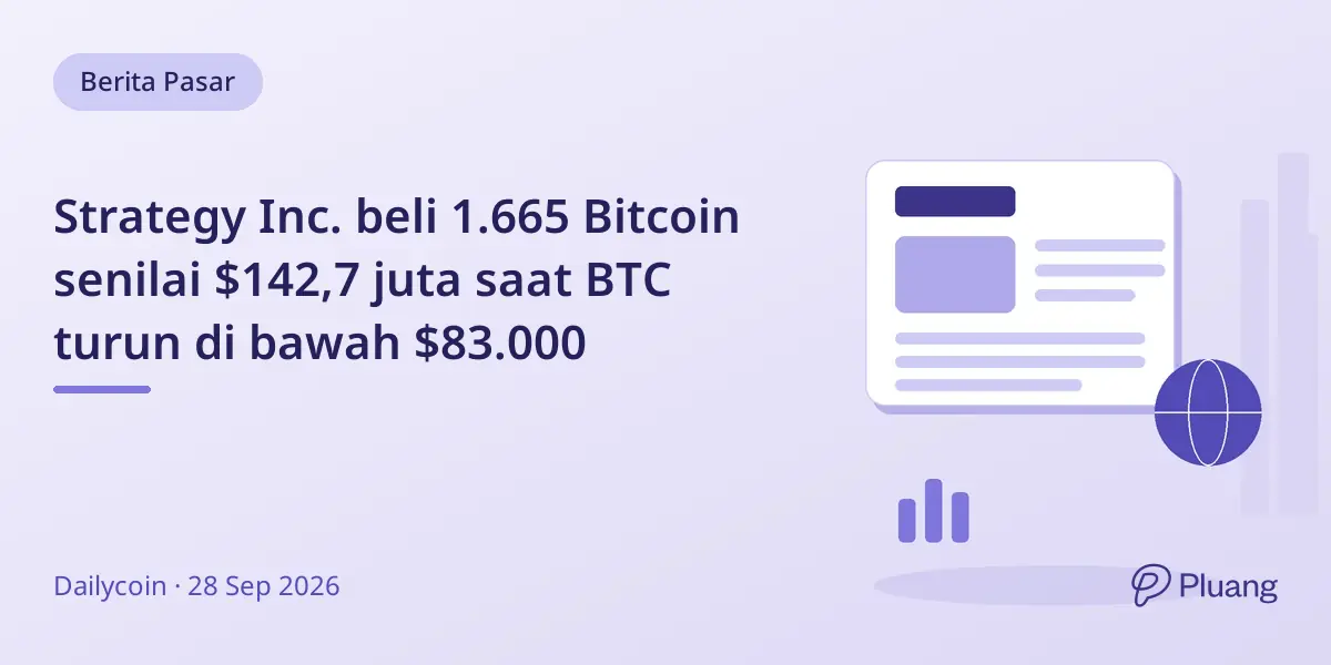 Strategy Inc. beli 1.665 Bitcoin senilai $142,7 juta saat BTC turun di bawah $83.000