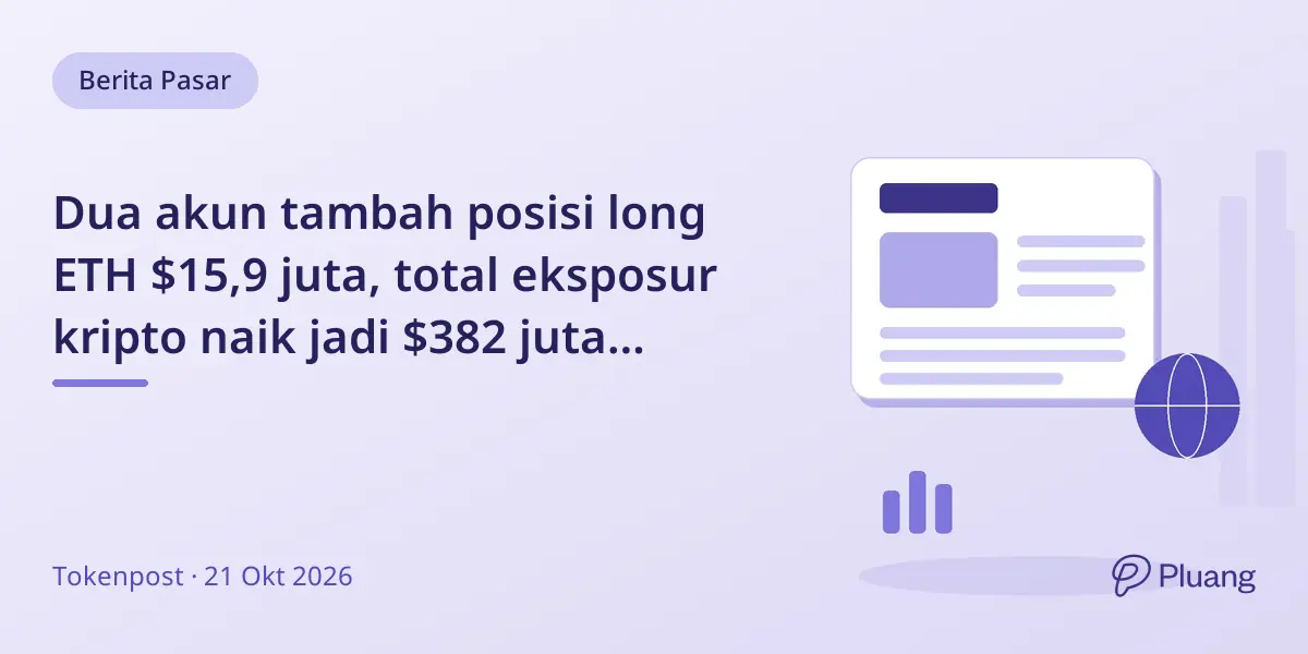 Dua akun tambah posisi long ETH $15,9 juta, total eksposur kripto naik jadi $382 juta dengan leverage tinggi.