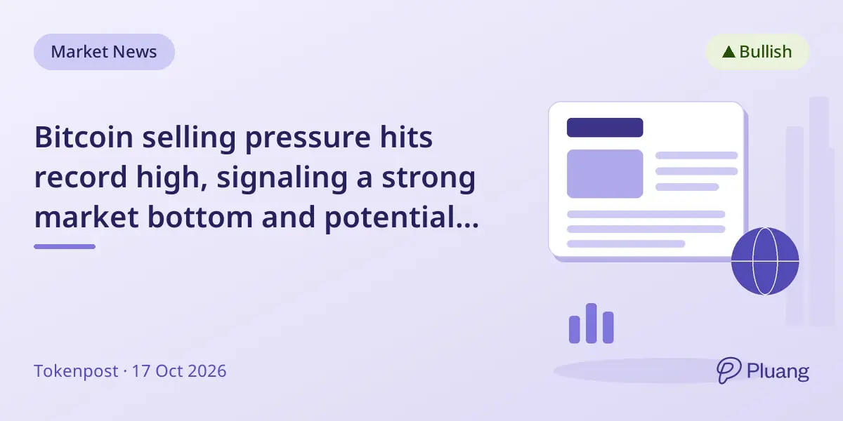 Bitcoin selling pressure hits record high, signaling a strong market bottom and potential consolidation before gains.