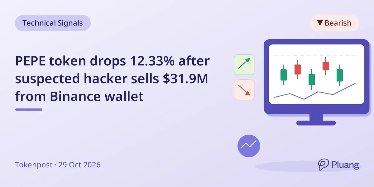 PEPE token drops 12.33% after suspected hacker sells $31.9M from Binance wallet