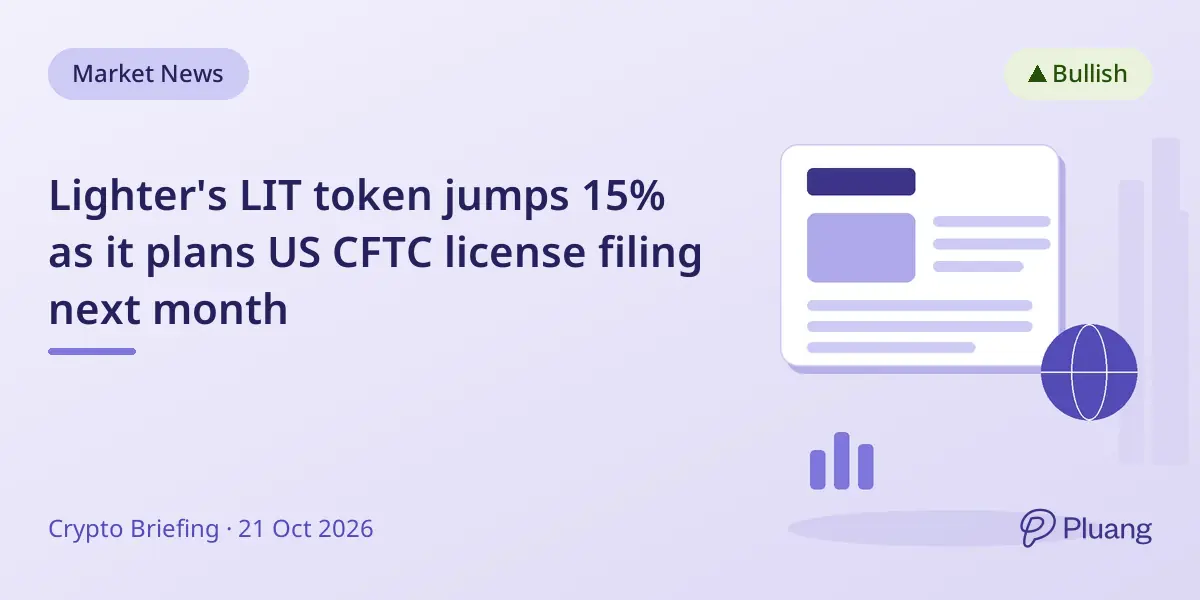 Lighter's LIT token jumps 15% as it plans US CFTC license filing next month
