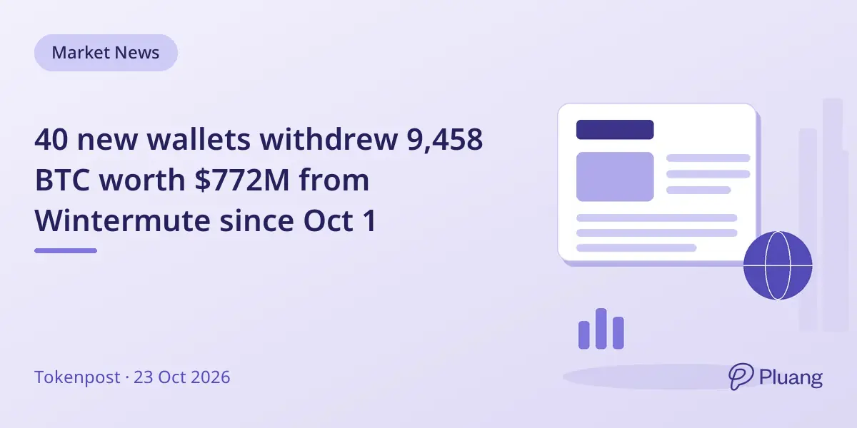 40 new wallets withdrew 9,458 BTC worth $772M from Wintermute since Oct 1