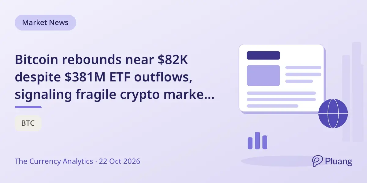 Bitcoin rebounds near $82K despite $381M ETF outflows, signaling fragile crypto market recovery.