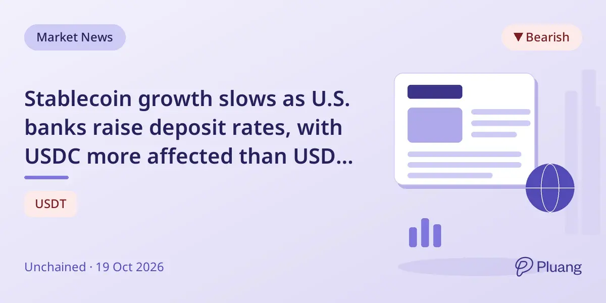 Stablecoin growth slows as U.S. banks raise deposit rates, with USDC more affected than USDT, says BIS study.
