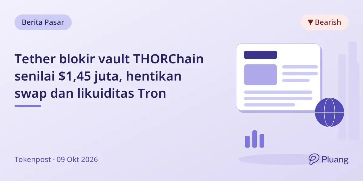 Tether blokir vault THORChain senilai $1,45 juta, hentikan swap dan likuiditas Tron