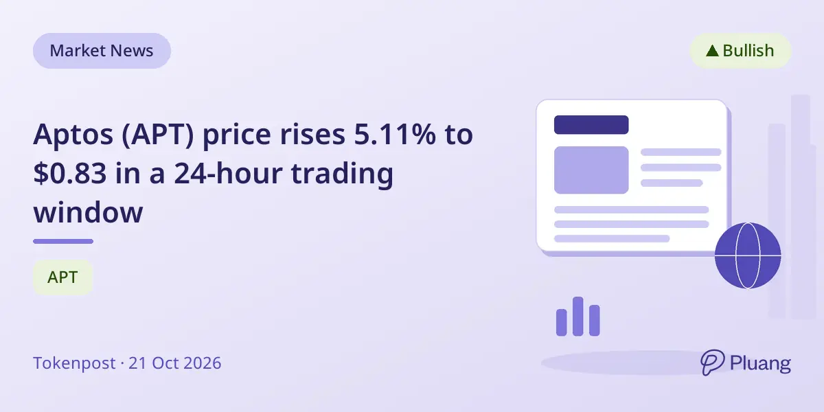 Aptos (APT) price rises 5.11% to $0.83 in a 24-hour trading window