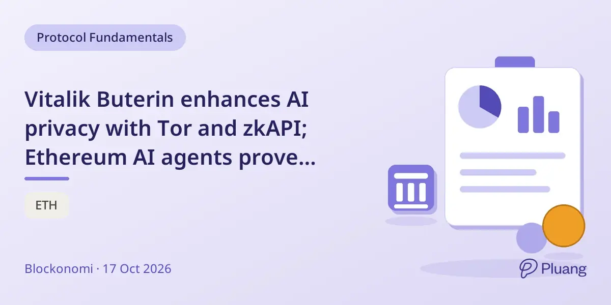 Vitalik Buterin enhances AI privacy with Tor and zkAPI; Ethereum AI agents prove protocol safety amid ETH price pressure.