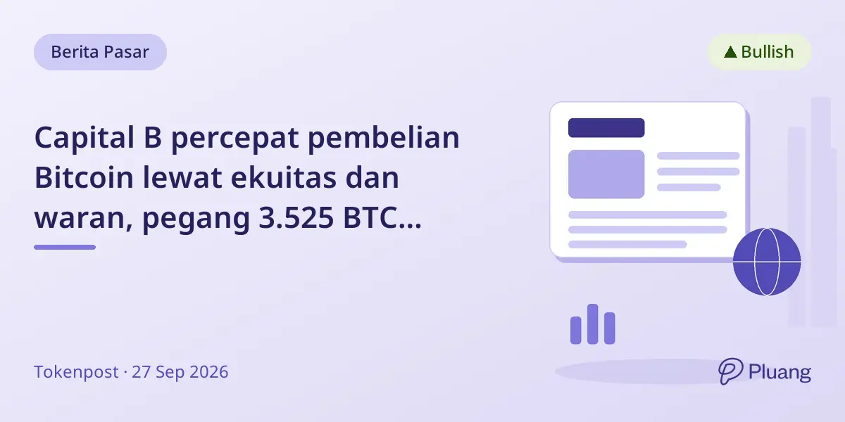 Capital B percepat pembelian Bitcoin lewat ekuitas dan waran, pegang 3.525 BTC senilai €309,7 juta.
