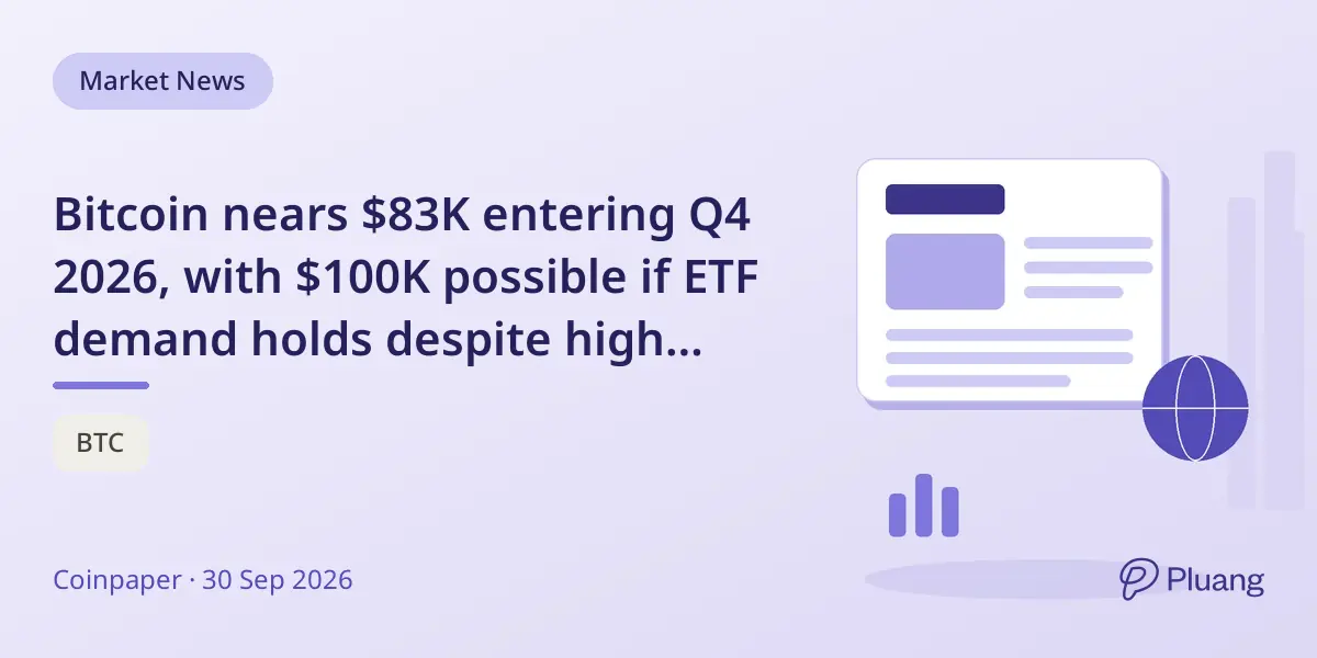 Bitcoin nears $83K entering Q4 2026, with $100K possible if ETF demand holds despite high Treasury yields.