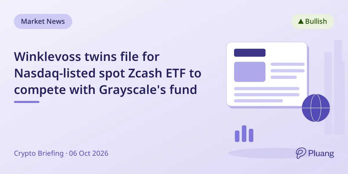 Winklevoss twins file for Nasdaq-listed spot Zcash ETF to compete with Grayscale's fund