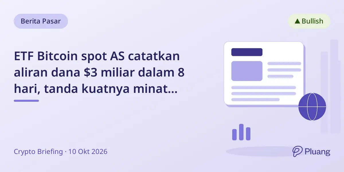 ETF Bitcoin spot AS catatkan aliran dana $3 miliar dalam 8 hari, tanda kuatnya minat institusi akhir Sept 2026