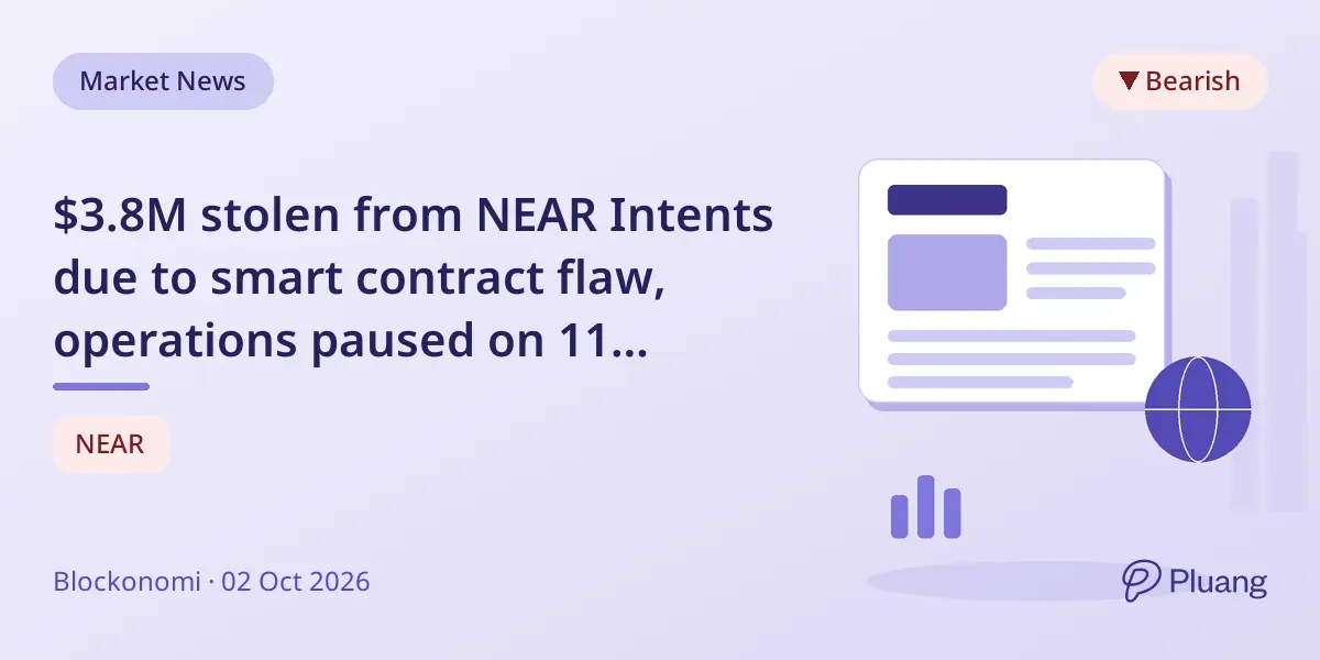 $3.8M stolen from NEAR Intents due to smart contract flaw, operations paused on 11 blockchains