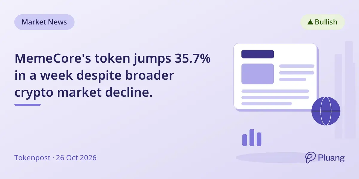 MemeCore's token jumps 35.7% in a week despite broader crypto market decline.