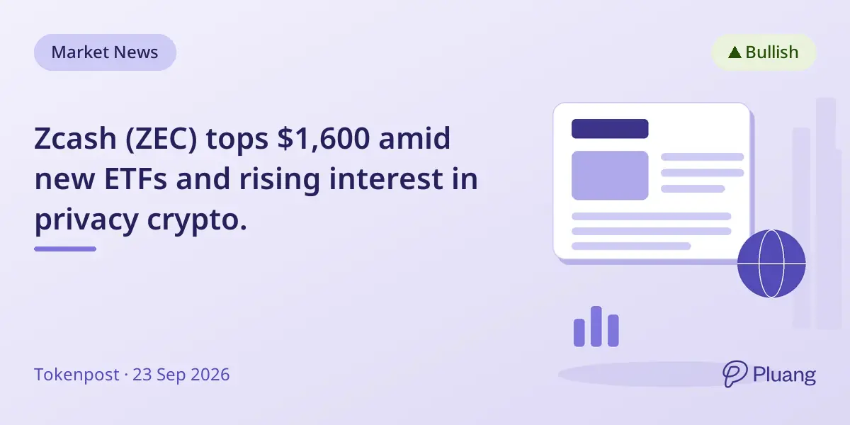 Zcash (ZEC) tops $1,600 amid new ETFs and rising interest in privacy crypto.