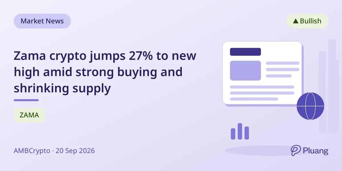 Zama crypto jumps 27% to new high amid strong buying and shrinking supply