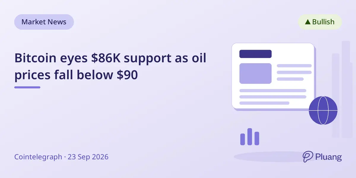 Bitcoin eyes $86K support as oil prices fall below $90