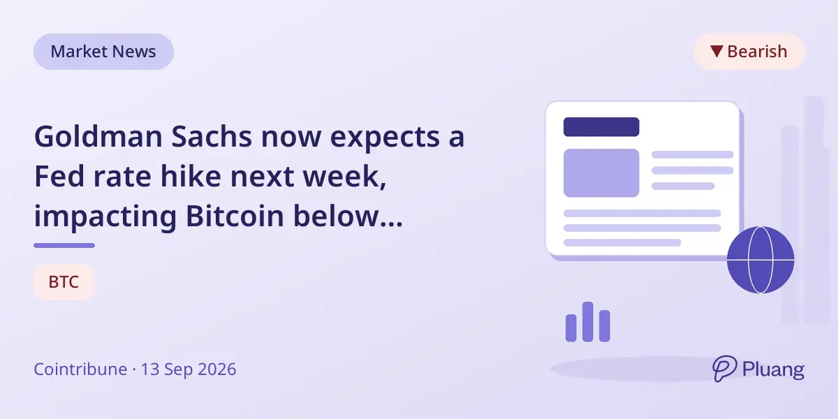 Goldman Sachs now expects a Fed rate hike next week, impacting Bitcoin below $80,000.
