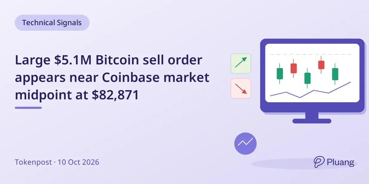 Large $5.1M Bitcoin sell order appears near Coinbase market midpoint at $82,871