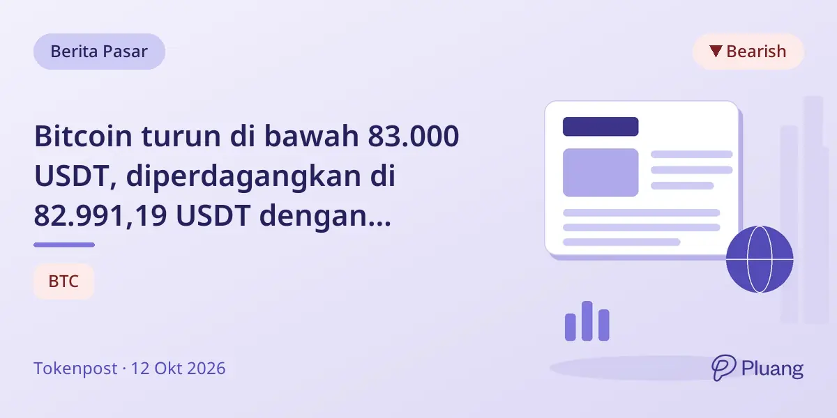 Bitcoin turun di bawah 83.000 USDT, diperdagangkan di 82.991,19 USDT dengan penurunan intraday 0,93%