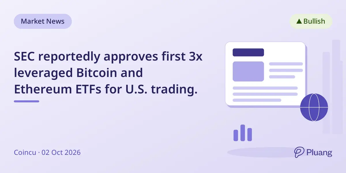 SEC reportedly approves first 3x leveraged Bitcoin and Ethereum ETFs for U.S. trading.