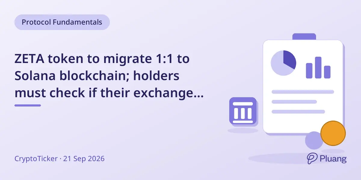 ZETA token to migrate 1:1 to Solana blockchain; holders must check if their exchange supports the swap.