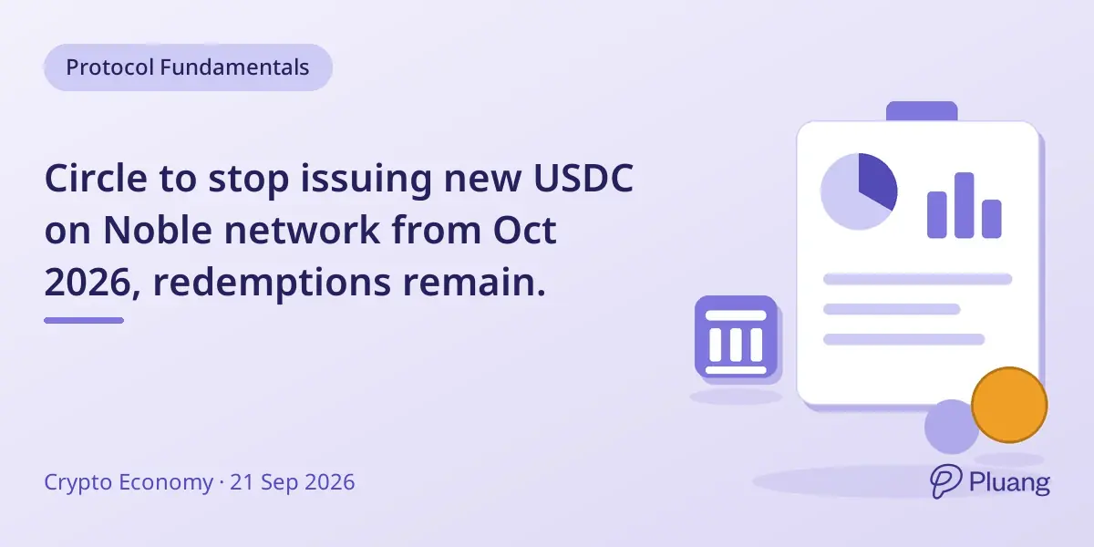 Circle to stop issuing new USDC on Noble network from Oct 2026, redemptions remain.