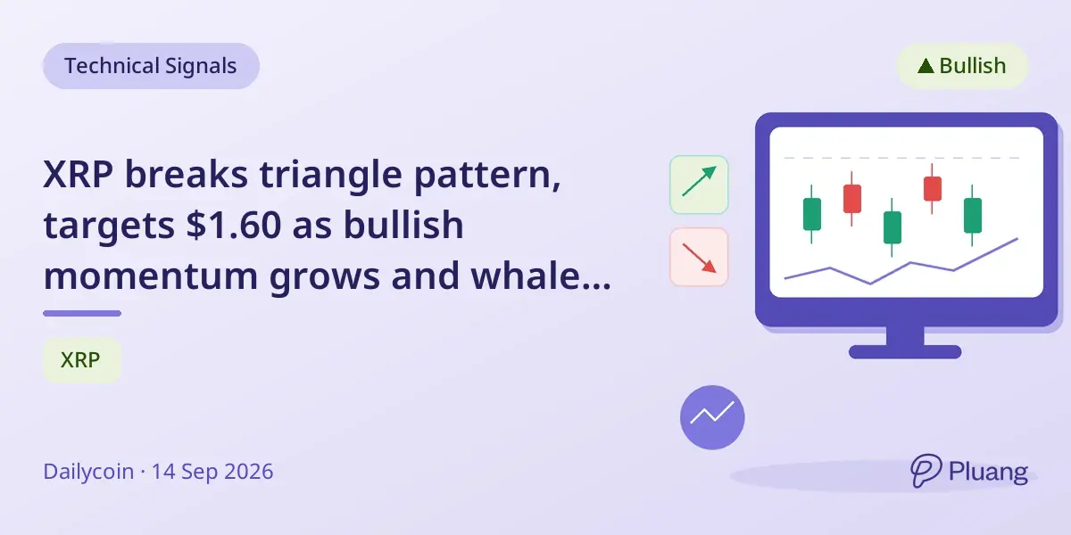 XRP breaks triangle pattern, targets $1.60 as bullish momentum grows and whale activity rises.