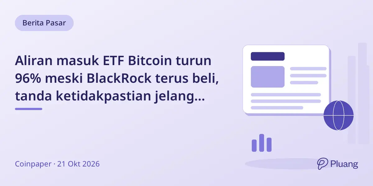 Aliran masuk ETF Bitcoin turun 96% meski BlackRock terus beli, tanda ketidakpastian jelang keputusan Fed.