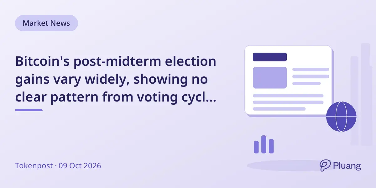 Bitcoin's post-midterm election gains vary widely, showing no clear pattern from voting cycles alone.