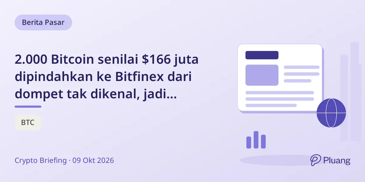 2.000 Bitcoin senilai $166 juta dipindahkan ke Bitfinex dari dompet tak dikenal, jadi sorotan pasar.