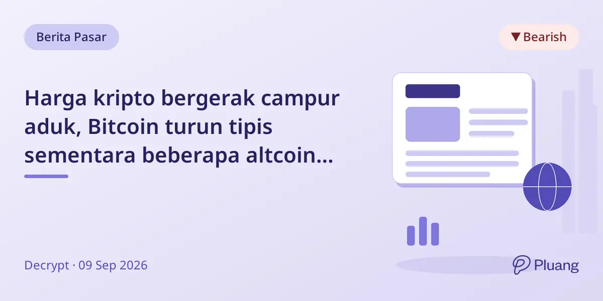 Harga kripto bergerak campur aduk, Bitcoin turun tipis sementara beberapa altcoin naik.