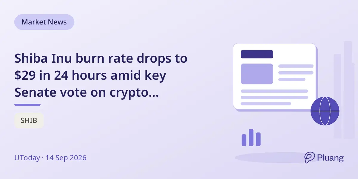 Shiba Inu burn rate drops to $29 in 24 hours amid key Senate vote on crypto legislation.