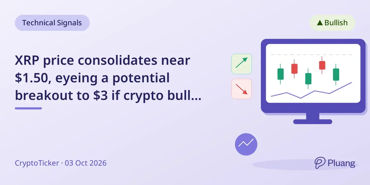 XRP price consolidates near $1.50, eyeing a potential breakout to $3 if crypto bull market returns.