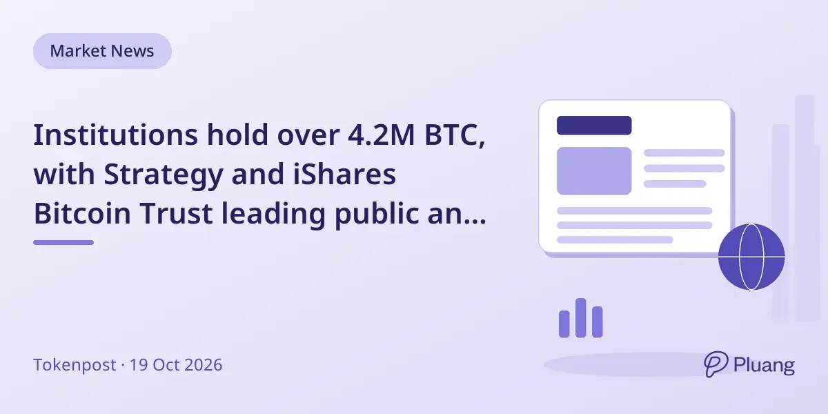 Institutions hold over 4.2M BTC, with Strategy and iShares Bitcoin Trust leading public and fund holdings.