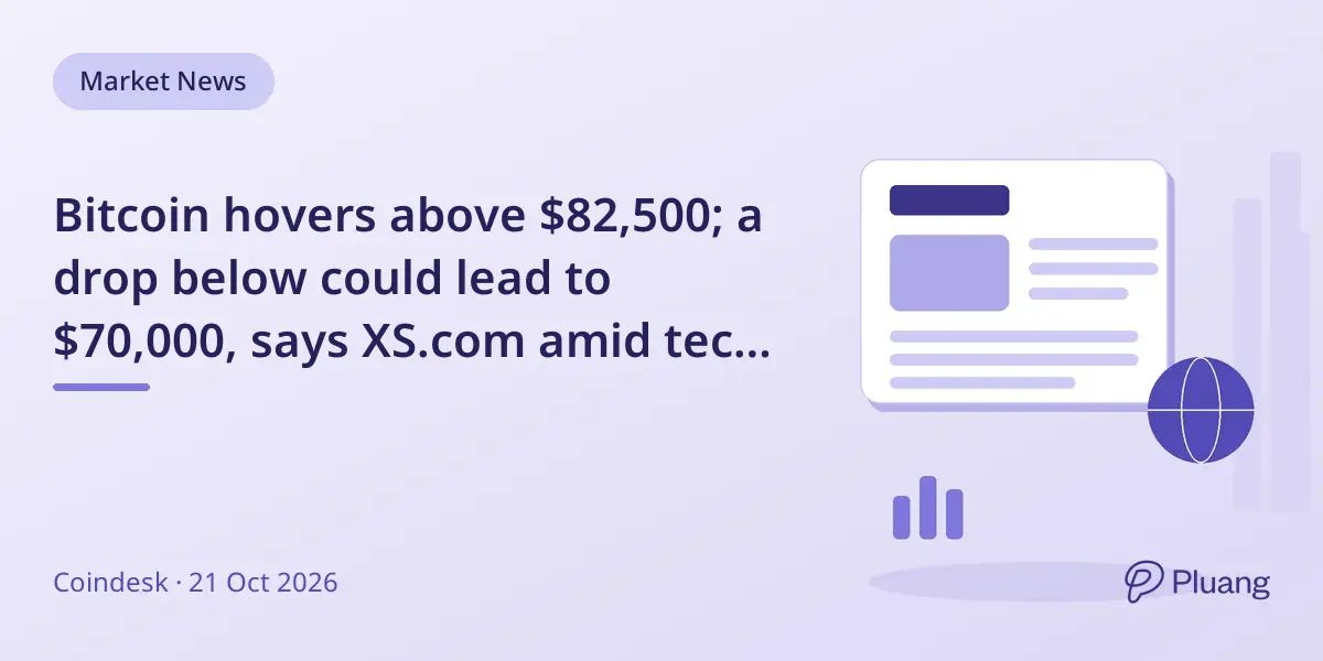 Bitcoin hovers above $82,500; a drop below could lead to $70,000, says XS.com amid tech market ties.