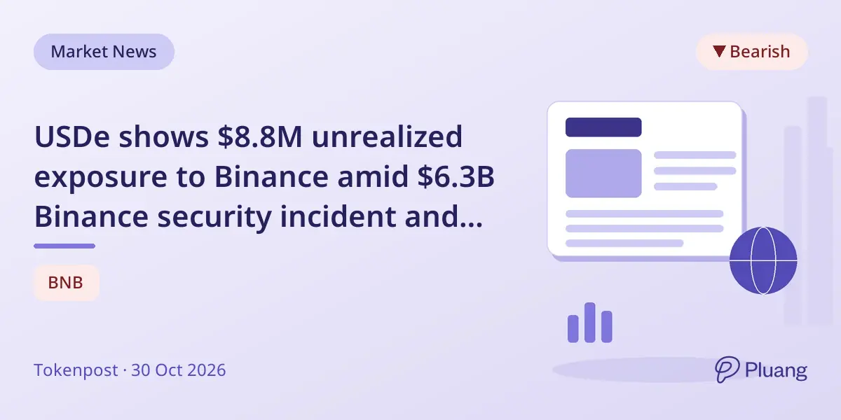 USDe shows $8.8M unrealized exposure to Binance amid $6.3B Binance security incident and reserve fund updates