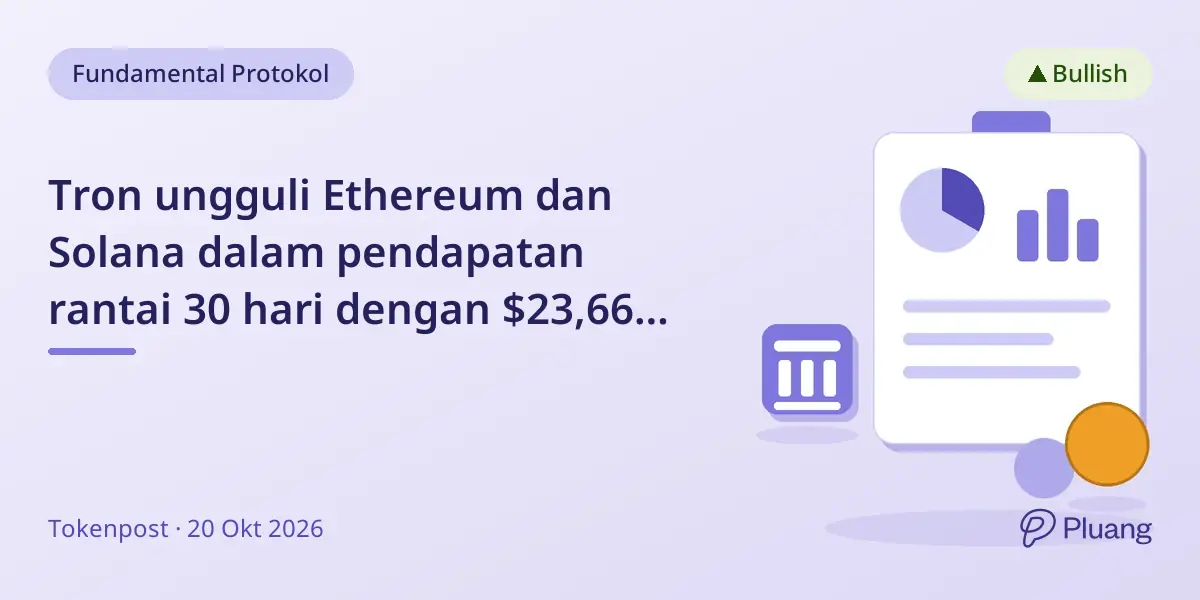 Tron ungguli Ethereum dan Solana dalam pendapatan rantai 30 hari dengan $23,66 juta.
