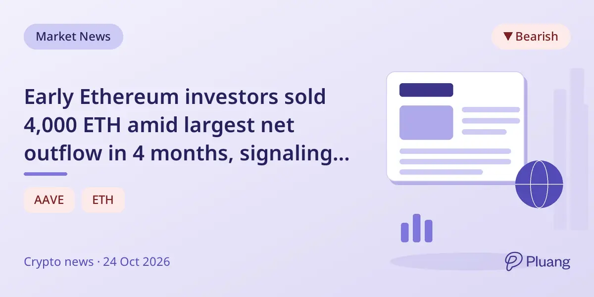 Early Ethereum investors sold 4,000 ETH amid largest net outflow in 4 months, signaling potential market shifts.
