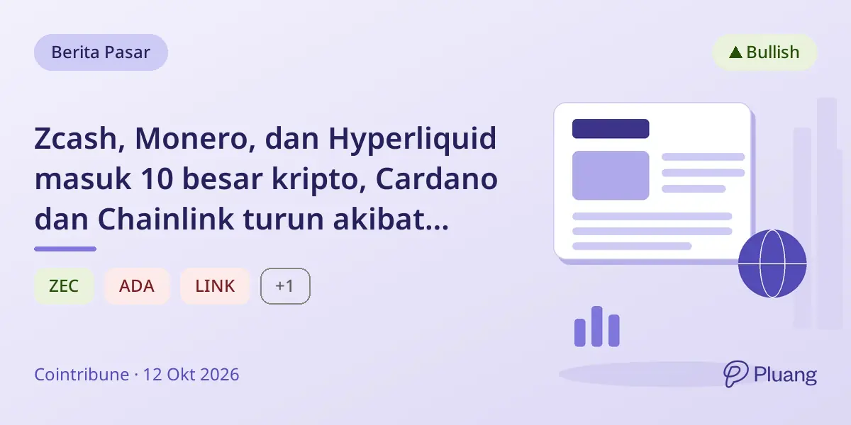 Zcash, Monero, dan Hyperliquid masuk 10 besar kripto, Cardano dan Chainlink turun akibat pergeseran pasar.