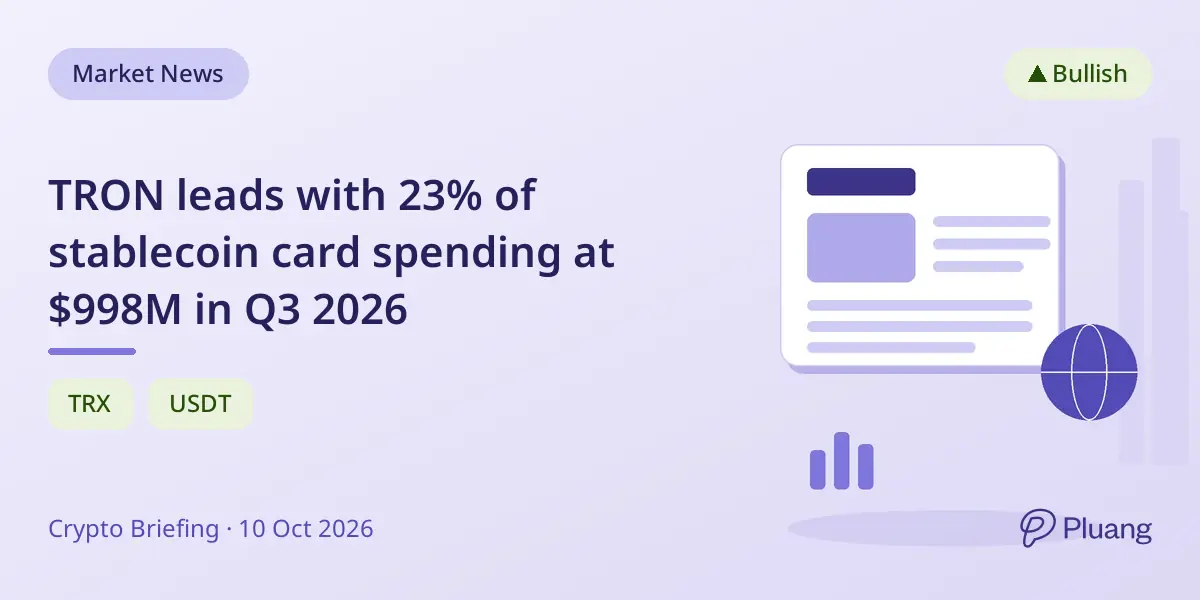 TRON leads with 23% of stablecoin card spending at $998M in Q3 2026