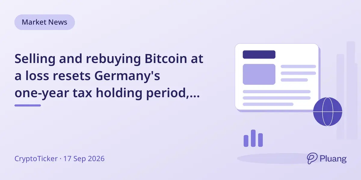Selling and rebuying Bitcoin at a loss resets Germany's one-year tax holding period, affecting tax benefits.