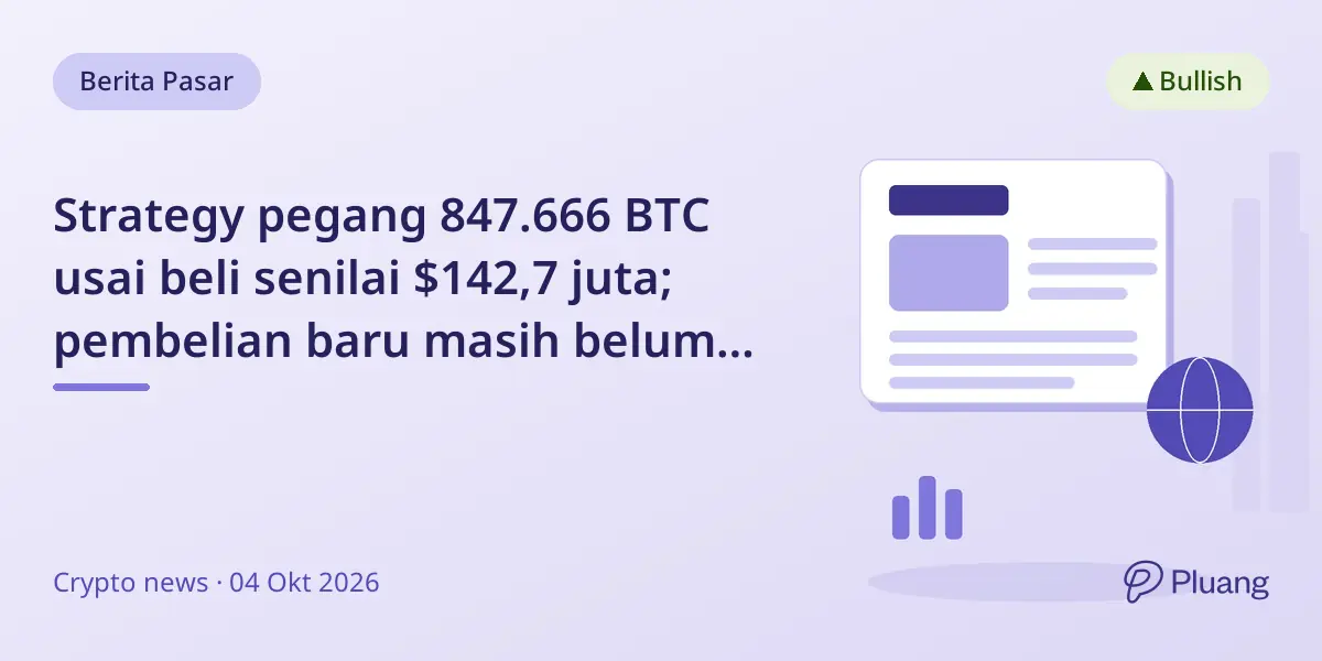 Strategy pegang 847.666 BTC usai beli senilai $142,7 juta; pembelian baru masih belum pasti.