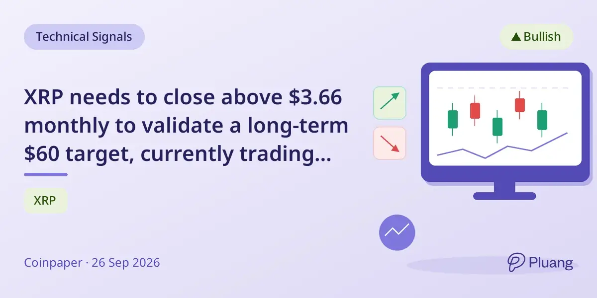 XRP needs to close above $3.66 monthly to validate a long-term $60 target, currently trading near $1.57.