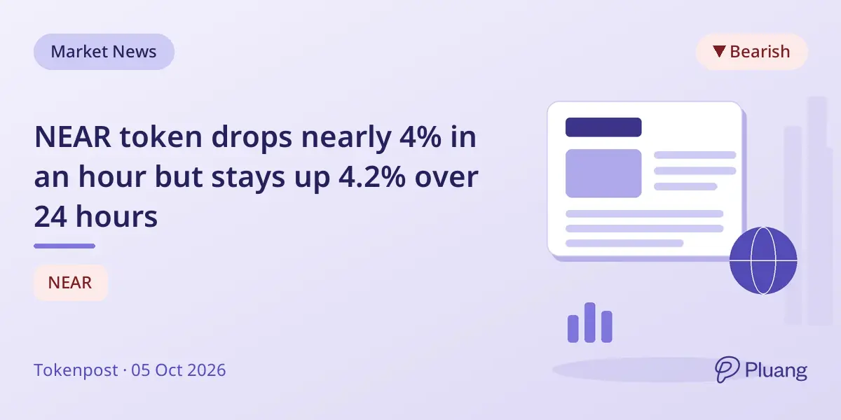 NEAR token drops nearly 4% in an hour but stays up 4.2% over 24 hours