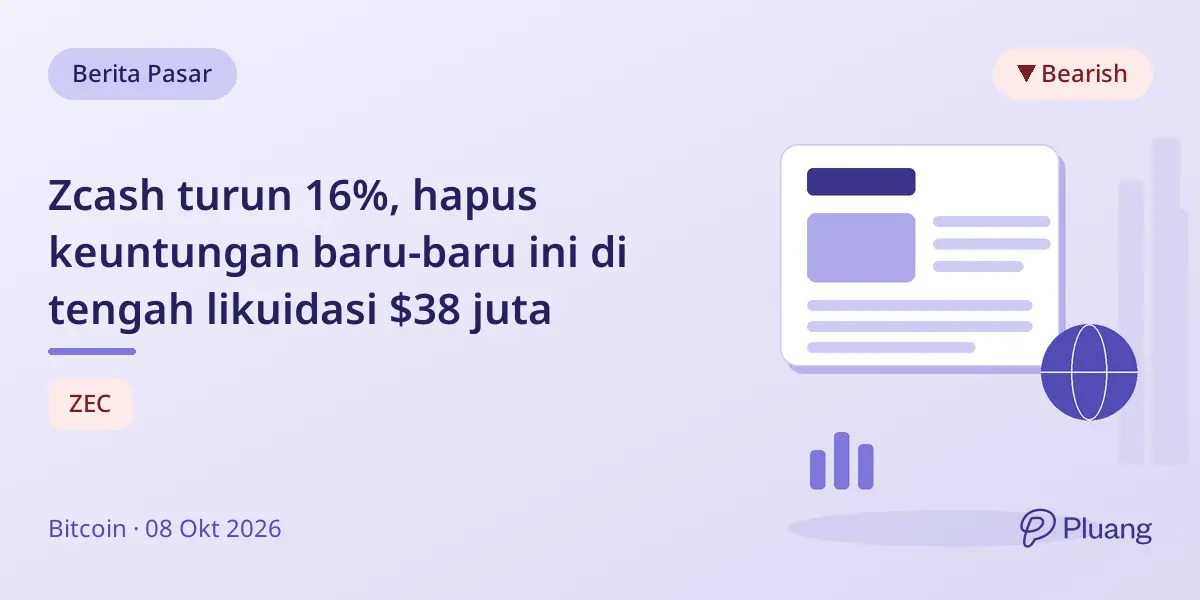 Zcash turun 16%, hapus keuntungan baru-baru ini di tengah likuidasi $38 juta