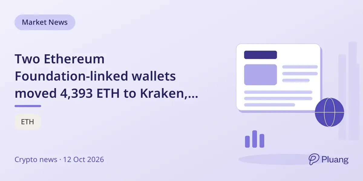 Two Ethereum Foundation-linked wallets moved 4,393 ETH to Kraken, sparking speculation of a possible sale.